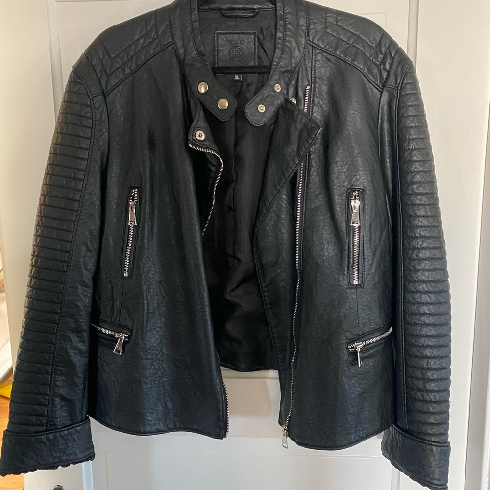 All black leather jacket